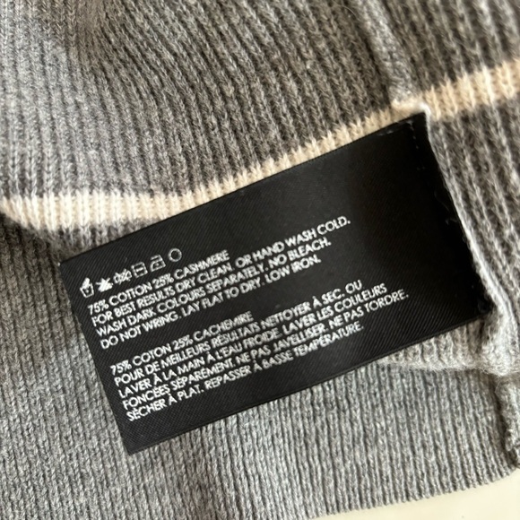 Club Monaco Men’s Ribbed Striped Shawl Cardigan Sweater Medium Cotton Cashmere - Picture 9 of 9